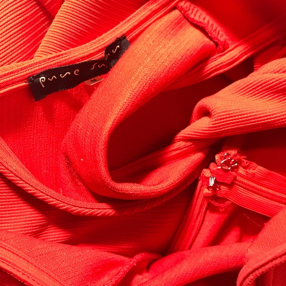 Pure Sugar Orange Red Open ruffled hem Dress - Picture 6 of 7